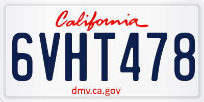 CA license plate 6VHT478