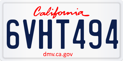 CA license plate 6VHT494
