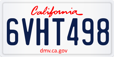 CA license plate 6VHT498