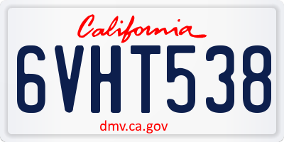 CA license plate 6VHT538