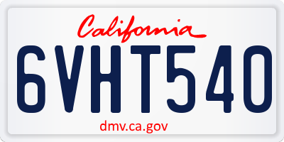 CA license plate 6VHT540