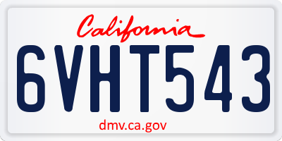 CA license plate 6VHT543