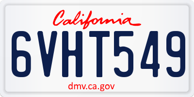 CA license plate 6VHT549