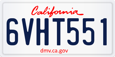 CA license plate 6VHT551