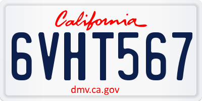 CA license plate 6VHT567