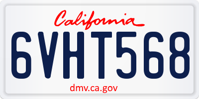 CA license plate 6VHT568