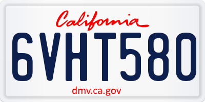 CA license plate 6VHT580