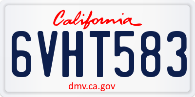 CA license plate 6VHT583