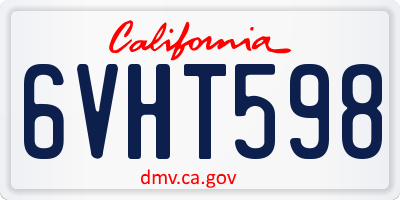 CA license plate 6VHT598
