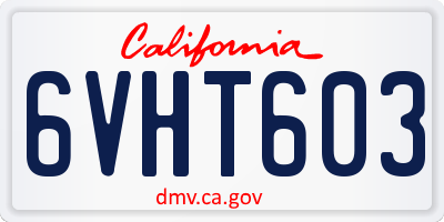 CA license plate 6VHT603