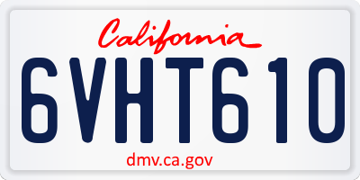 CA license plate 6VHT610