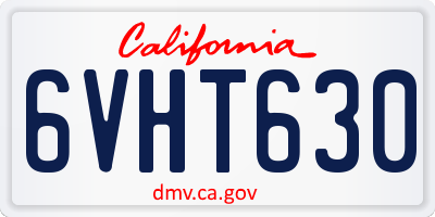 CA license plate 6VHT630
