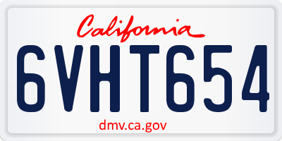 CA license plate 6VHT654