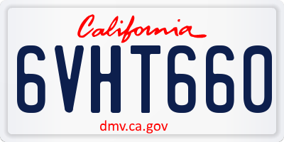CA license plate 6VHT660