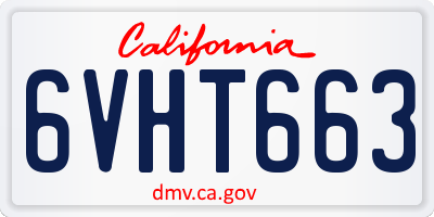 CA license plate 6VHT663
