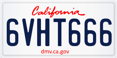 CA license plate 6VHT666