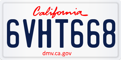 CA license plate 6VHT668
