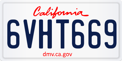 CA license plate 6VHT669