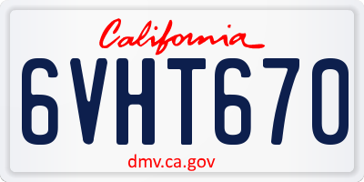 CA license plate 6VHT670