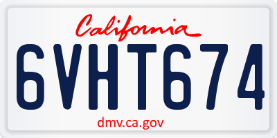 CA license plate 6VHT674