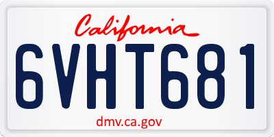 CA license plate 6VHT681