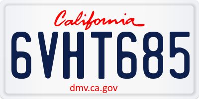 CA license plate 6VHT685