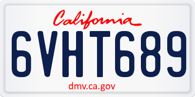 CA license plate 6VHT689