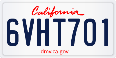 CA license plate 6VHT701