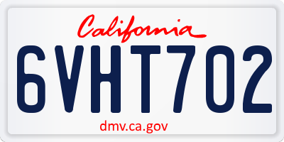CA license plate 6VHT702