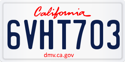 CA license plate 6VHT703