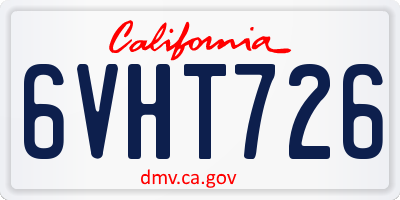 CA license plate 6VHT726