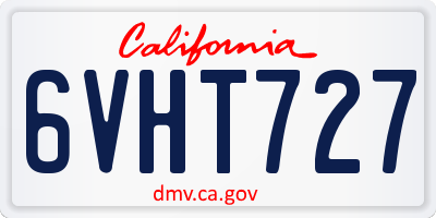 CA license plate 6VHT727