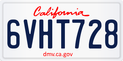 CA license plate 6VHT728