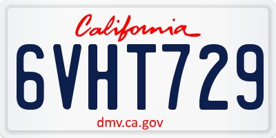 CA license plate 6VHT729