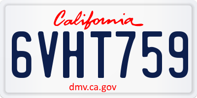 CA license plate 6VHT759