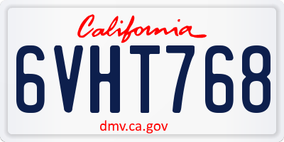 CA license plate 6VHT768