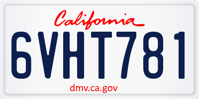 CA license plate 6VHT781