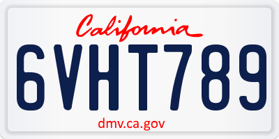 CA license plate 6VHT789