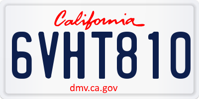 CA license plate 6VHT810