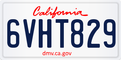 CA license plate 6VHT829