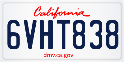 CA license plate 6VHT838