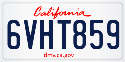 CA license plate 6VHT859