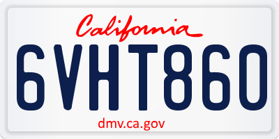 CA license plate 6VHT860
