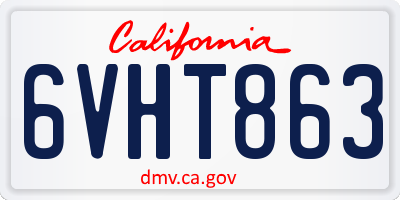 CA license plate 6VHT863