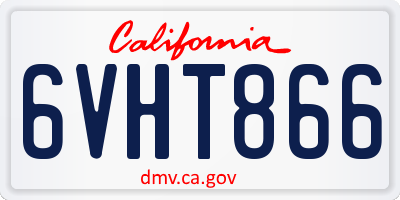 CA license plate 6VHT866