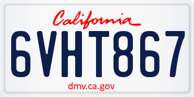 CA license plate 6VHT867