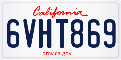 CA license plate 6VHT869