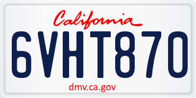 CA license plate 6VHT870