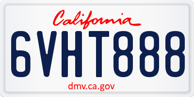 CA license plate 6VHT888