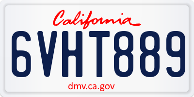 CA license plate 6VHT889